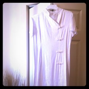 All White Mandarin Collar Dress